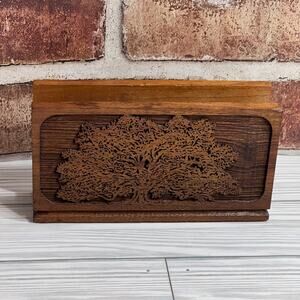 Handome Vintage Solid Wood Lasercraft Laser Engraved Tree Of Life Letter Holder
